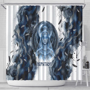 Nephthys Egyptian Shower Curtain The Dark Sister Falcon Wings Moon Veil