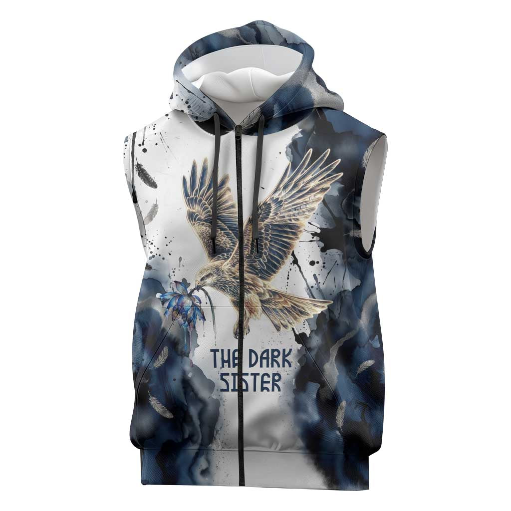 Nephthys Egyptian Sleeveless Zip Hoodie The Dark Sister Falcon Wings Moon Veil