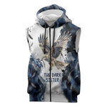 Nephthys Egyptian Sleeveless Zip Hoodie The Dark Sister Falcon Wings Moon Veil