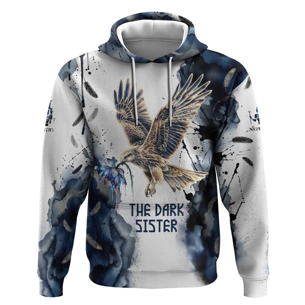 Nephthys Egyptian Zip Hoodie The Dark Sister Falcon Wings Moon Veil