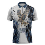 Nephthys Egyptian Zipper Polo Shirt The Dark Sister Falcon Wings Moon Veil