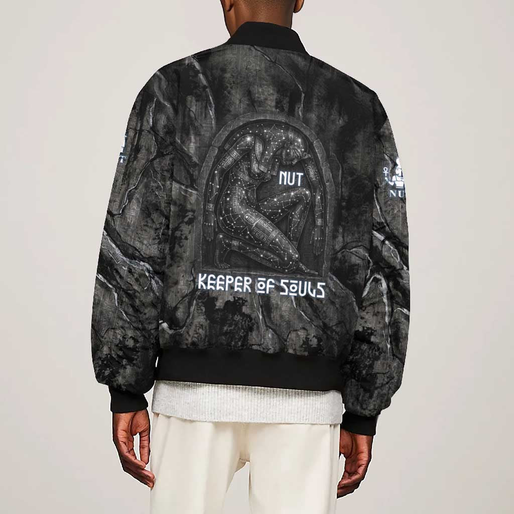 Nut Bomber Jacket Egyptian Keeper of Souls Celestial Stairway Ascension Path Cosmic Goddess of the Night Sky