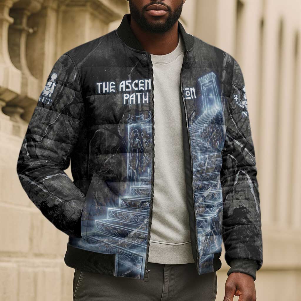 Nut Bomber Puffer Jacket Egyptian Keeper of Souls Celestial Stairway Ascension Path Cosmic Goddess of the Night Sky