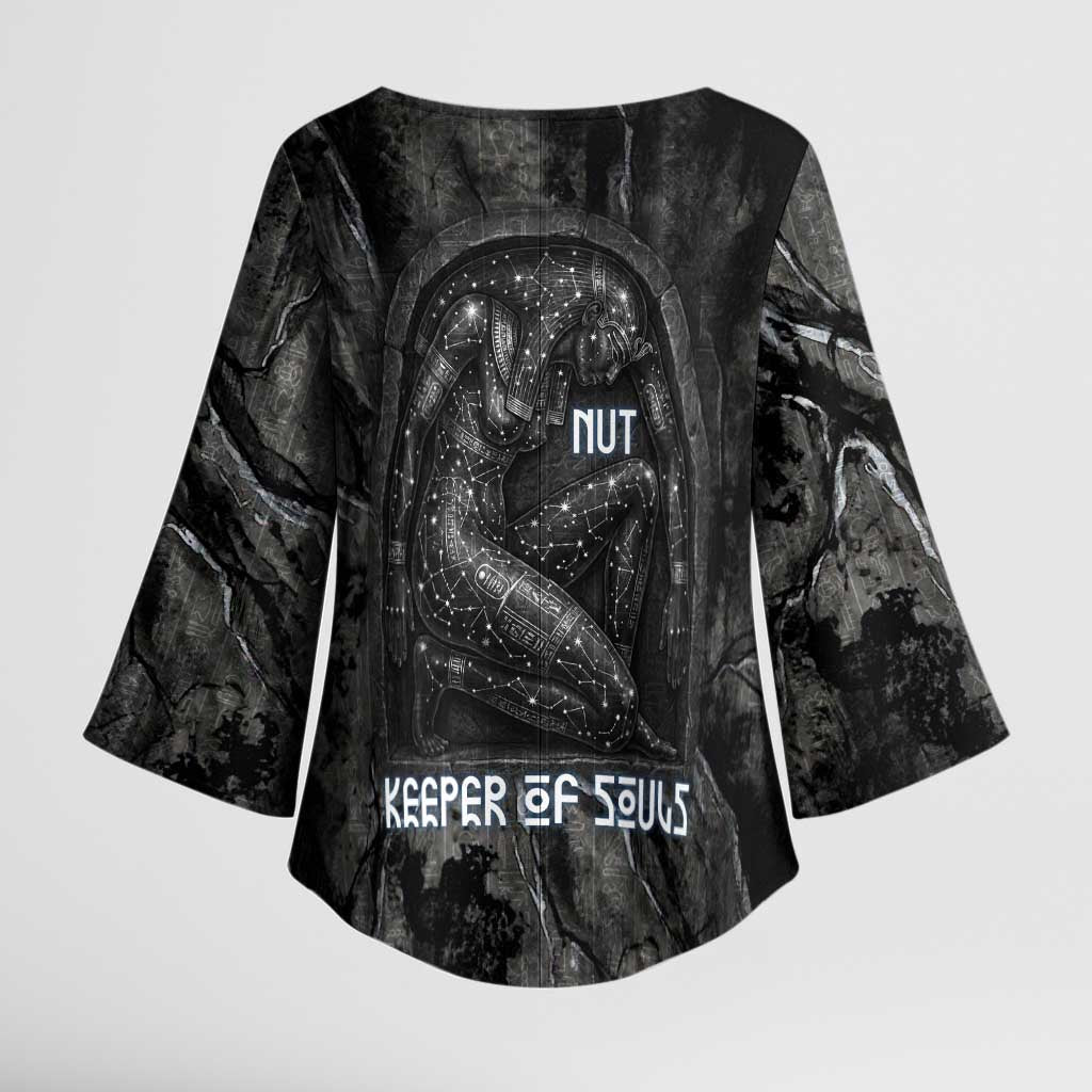 Nut Kimono Sleeve Blouse Egyptian Keeper of Souls Celestial Stairway Ascension Path Cosmic Goddess of the Night Sky