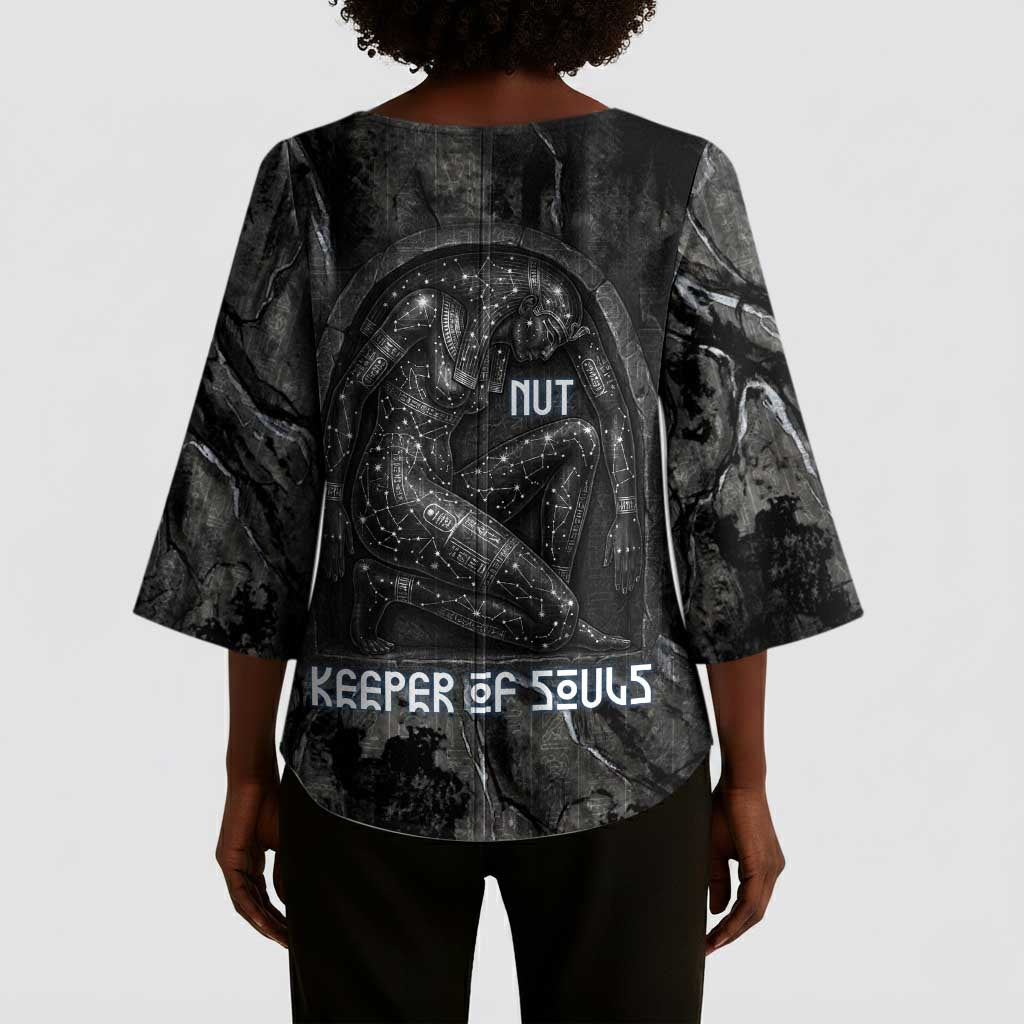 Nut Kimono Sleeve Blouse Egyptian Keeper of Souls Celestial Stairway Ascension Path Cosmic Goddess of the Night Sky