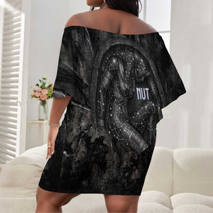 Nut Off Shoulder Short Dress Egyptian Keeper of Souls Celestial Stairway Ascension Path Cosmic Goddess of the Night Sky