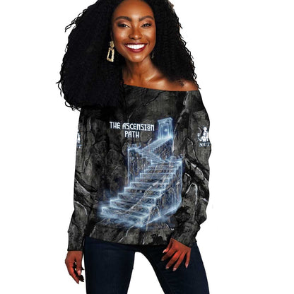 Nut Off Shoulder Sweater Egyptian Keeper of Souls Celestial Stairway Ascension Path Cosmic Goddess of the Night Sky
