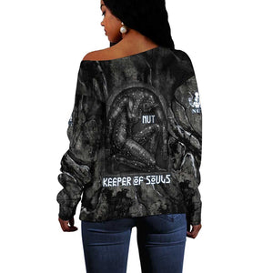 Nut Off Shoulder Sweater Egyptian Keeper of Souls Celestial Stairway Ascension Path Cosmic Goddess of the Night Sky