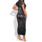Nut Short Sleeve Bodycon Dress Egyptian Keeper of Souls Celestial Stairway Ascension Path Cosmic Goddess of the Night Sky