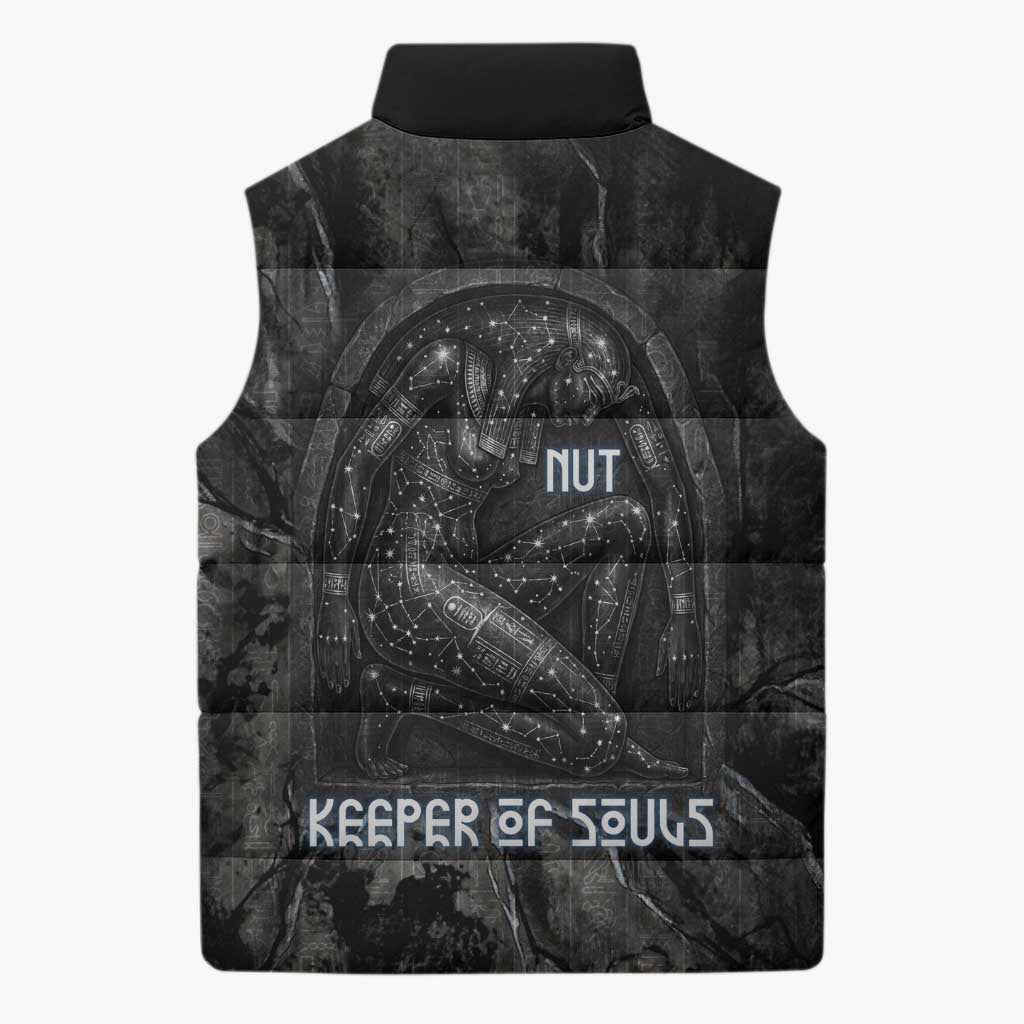 Nut Sleeveless Puffer Jacket Egyptian Keeper of Souls Celestial Stairway Ascension Path Cosmic Goddess of the Night Sky