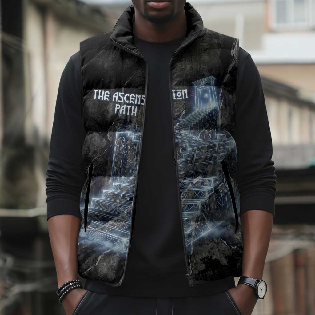 Nut Sleeveless Puffer Jacket Egyptian Keeper of Souls Celestial Stairway Ascension Path Cosmic Goddess of the Night Sky