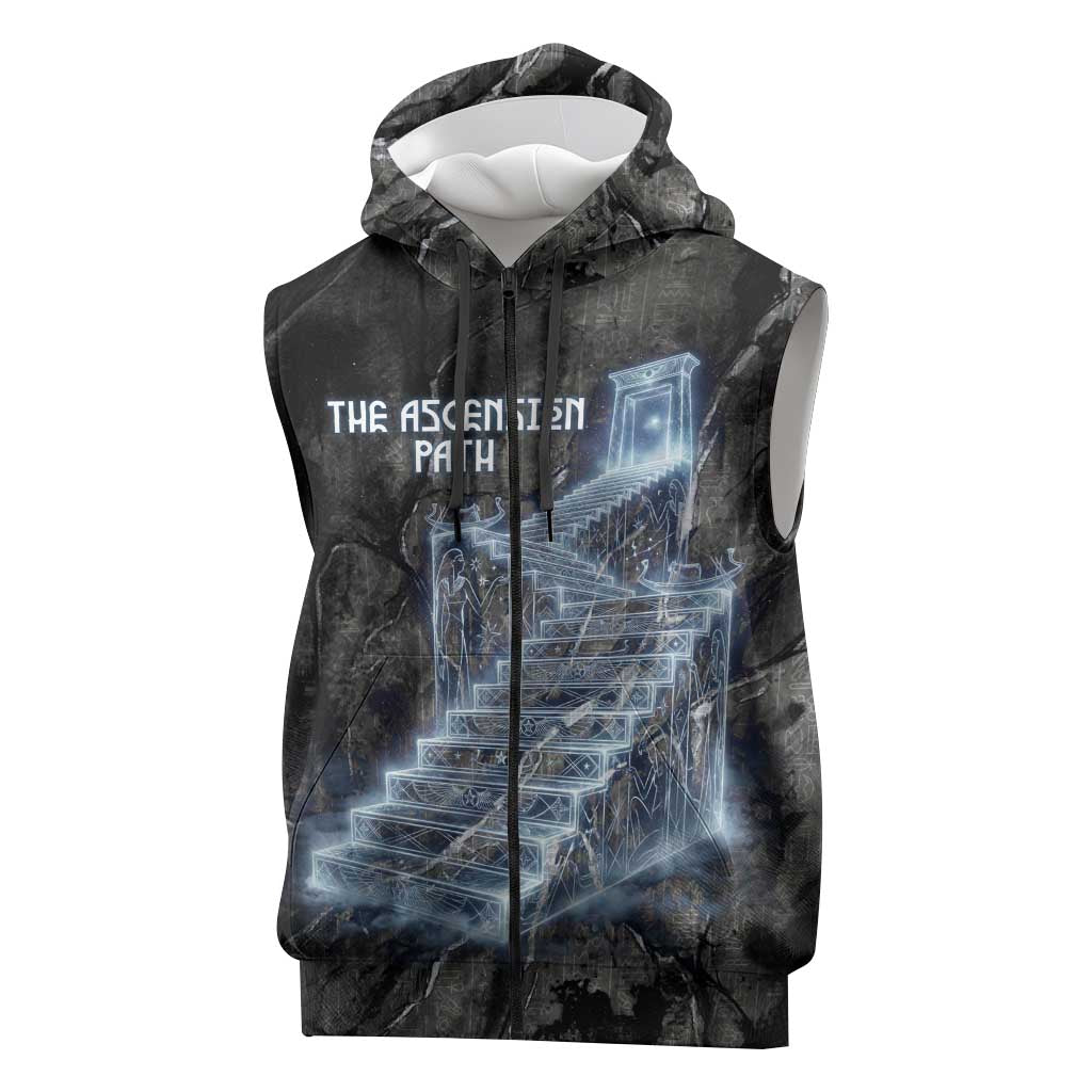 Nut Sleeveless Zip Hoodie Egyptian Keeper of Souls Celestial Stairway Ascension Path Cosmic Goddess of the Night Sky