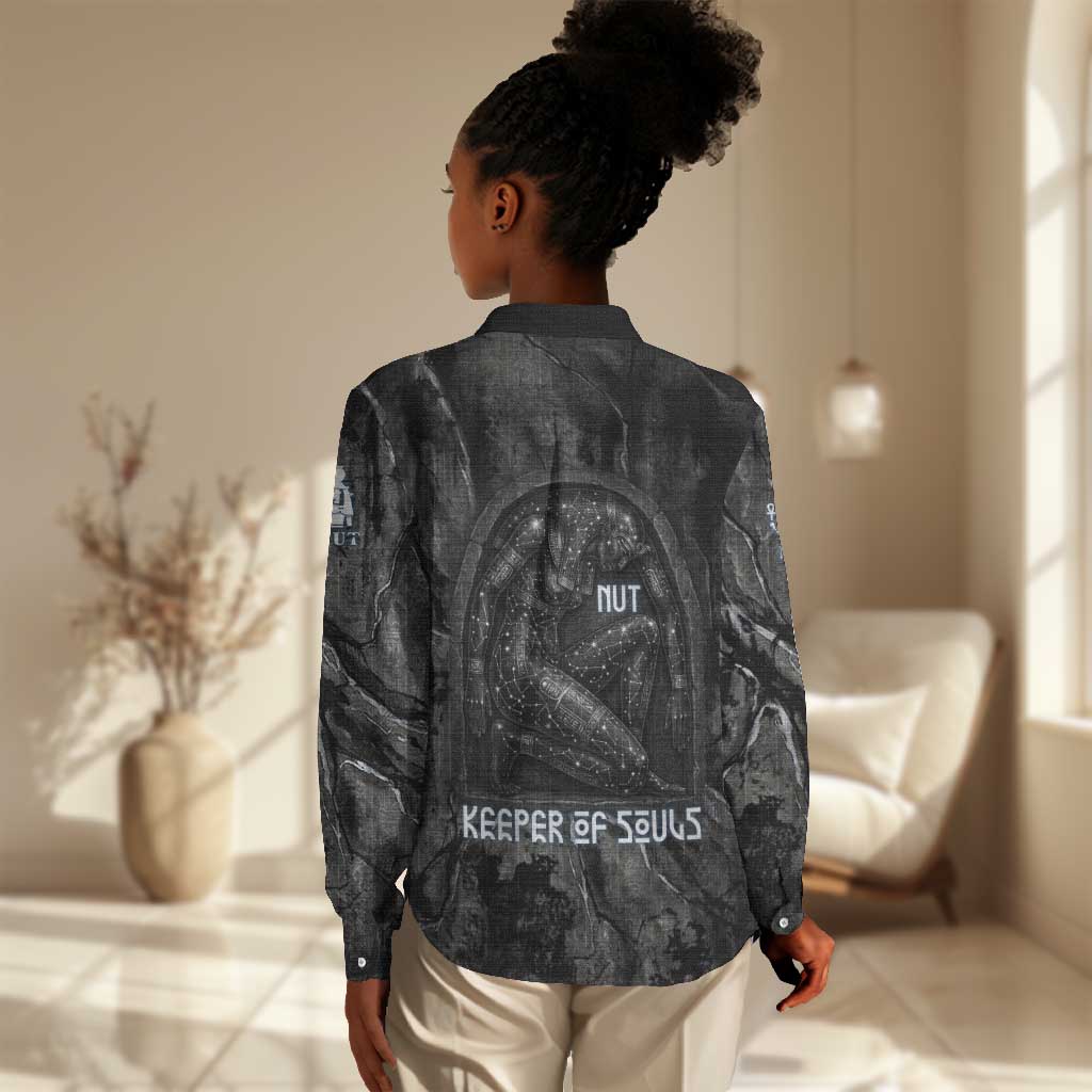 Nut Women Casual Shirt Egyptian Keeper of Souls Celestial Stairway Ascension Path Cosmic Goddess of the Night Sky