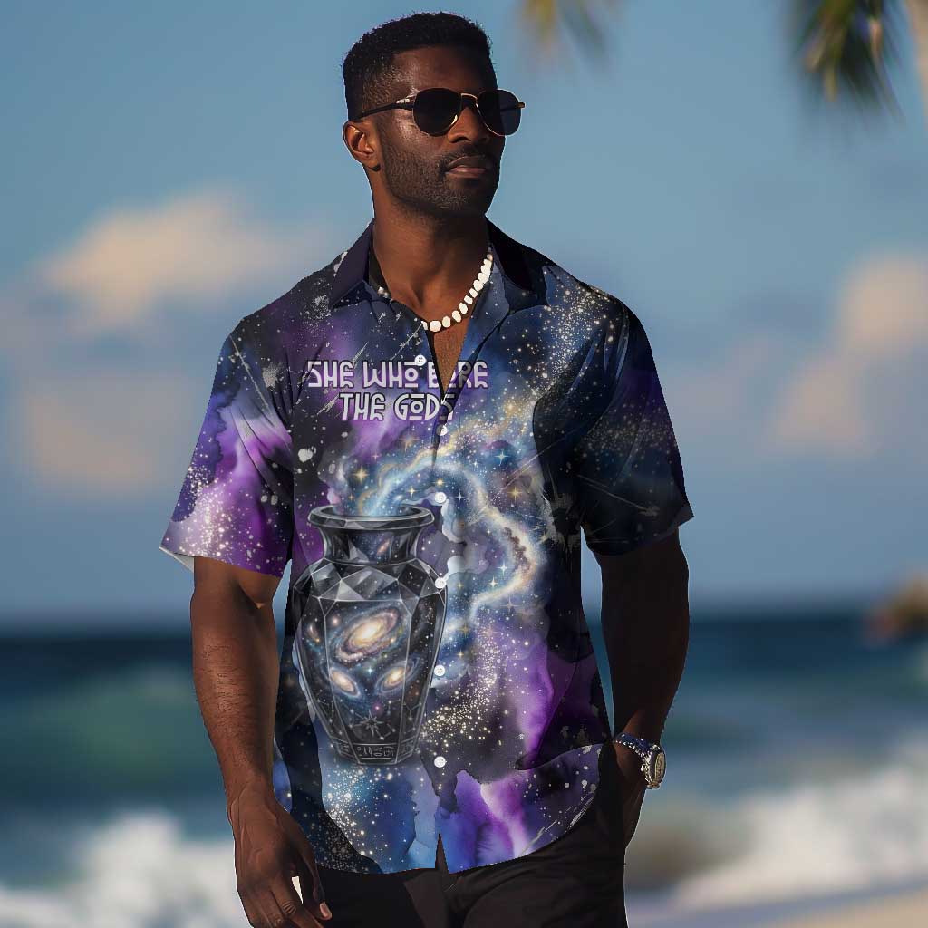 Nut Egyptian Hawaiian Shirt She Who Bore the Gods Galactic Vessel Cosmic Goddess Star Map