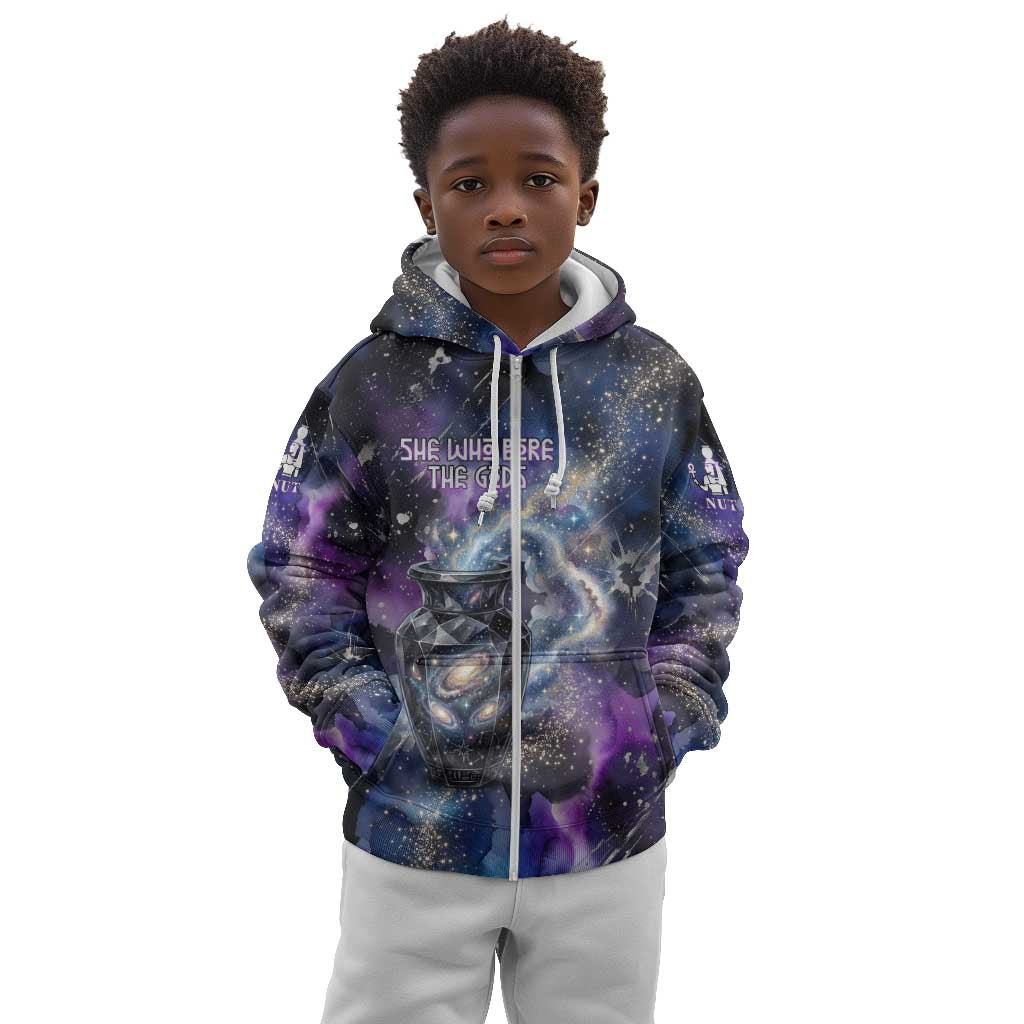 Nut Egyptian Kid Hoodie She Who Bore the Gods Galactic Vessel Cosmic Goddess Star Map