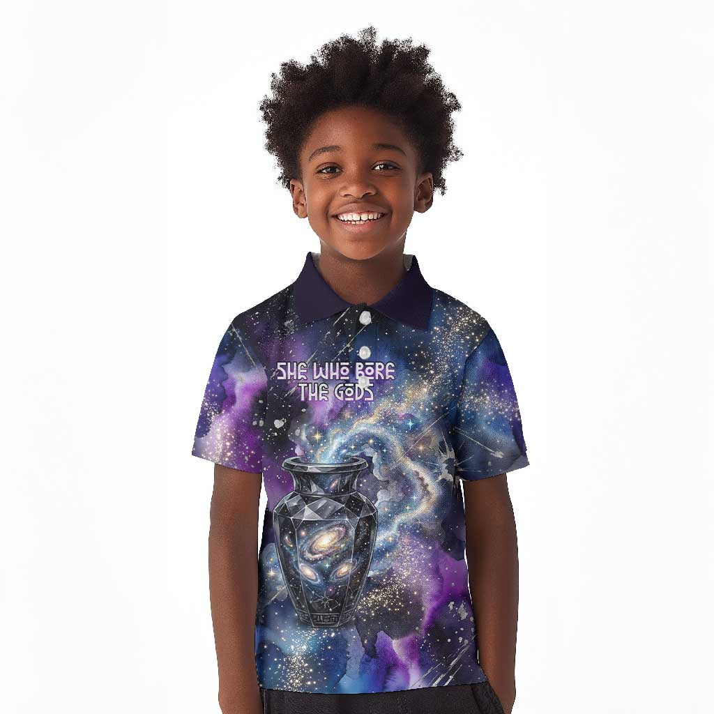 Nut Egyptian Kid Polo Shirt She Who Bore the Gods Galactic Vessel Cosmic Goddess Star Map