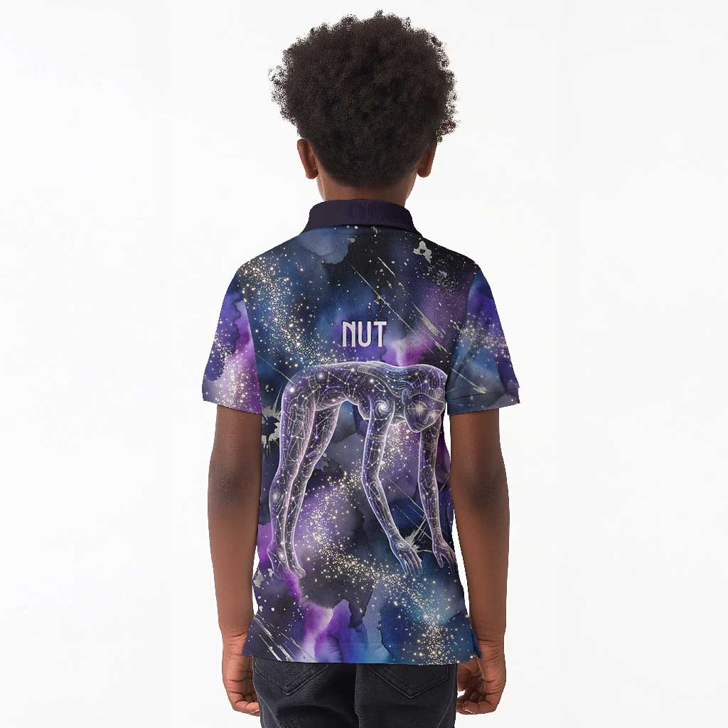 Nut Egyptian Kid Polo Shirt She Who Bore the Gods Galactic Vessel Cosmic Goddess Star Map