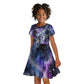 Nut Egyptian Kid Short Sleeve Dress She Who Bore the Gods Galactic Vessel Cosmic Goddess Star Map
