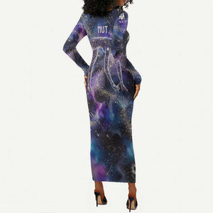 Nut Egyptian Long Sleeve Bodycon Dress She Who Bore the Gods Galactic Vessel Cosmic Goddess Star Map