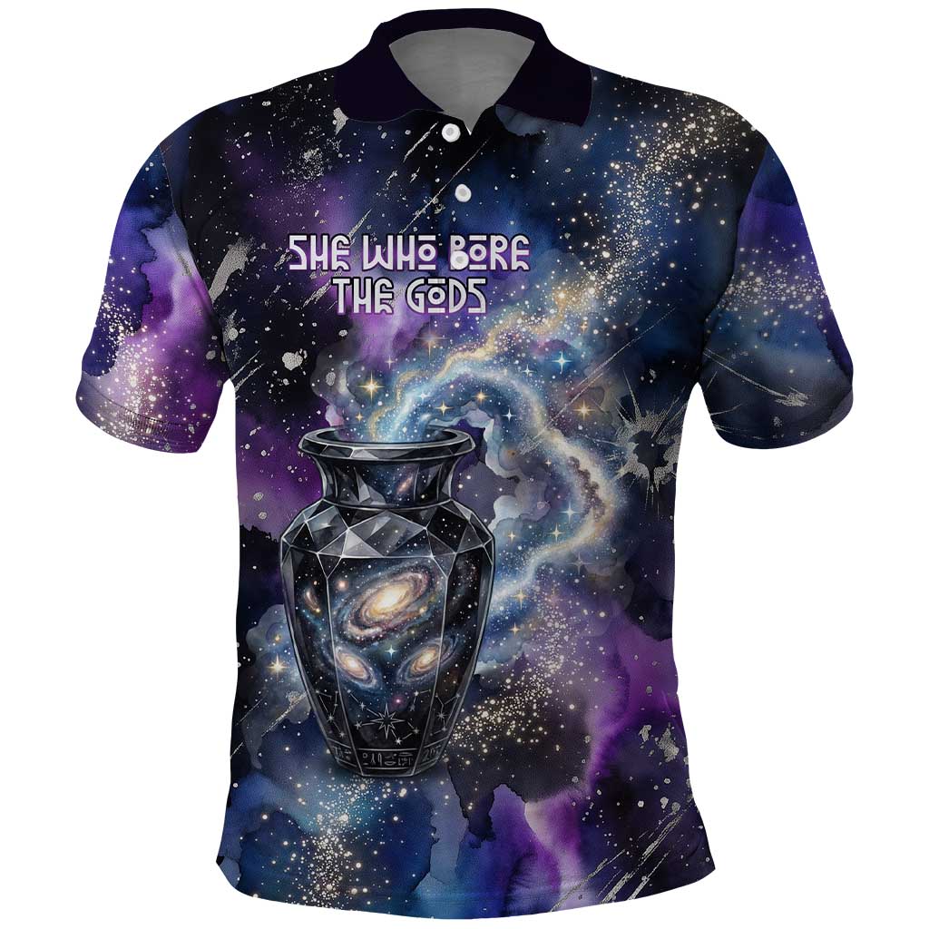 Nut Egyptian Polo Shirt She Who Bore the Gods Galactic Vessel Cosmic Goddess Star Map