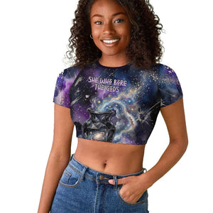 Nut Egyptian Raglan Cropped T shirt She Who Bore the Gods Galactic Vessel Cosmic Goddess Star Map