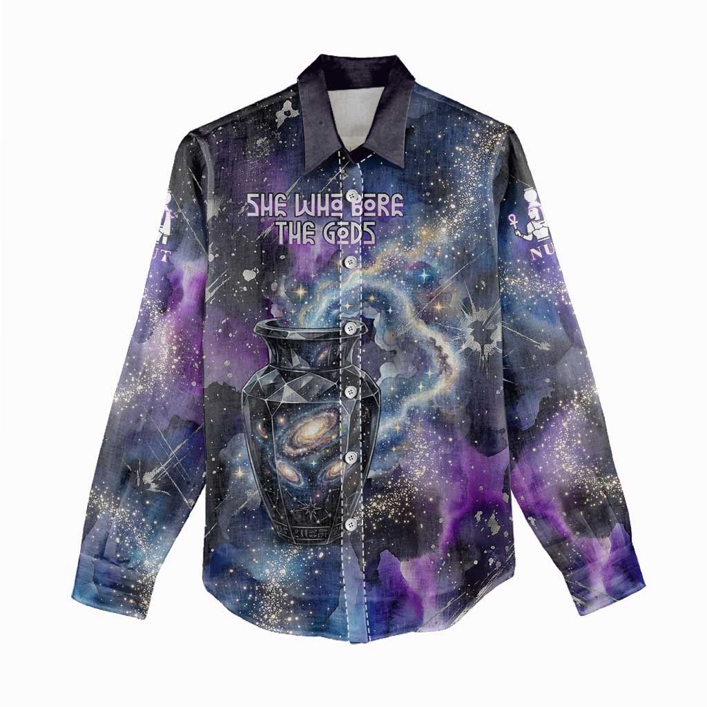 Nut Egyptian Women Casual Shirt She Who Bore the Gods Galactic Vessel Cosmic Goddess Star Map