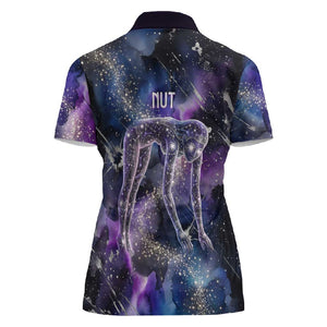 Nut Egyptian Women Polo Shirt She Who Bore the Gods Galactic Vessel Cosmic Goddess Star Map