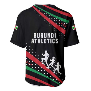 Burundi Baseball Jersey with Athletics Runners Black Red Green Flag Spirit