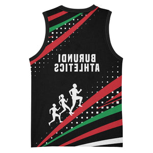 Burundi Basketball Jersey with Athletics Runners Black Red Green Flag Spirit - African Pride