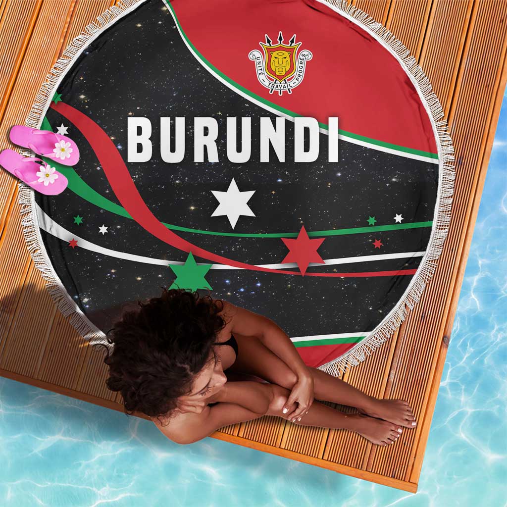 Burundi Beach Blanket with Athletics Runners Black Red Green Flag Spirit