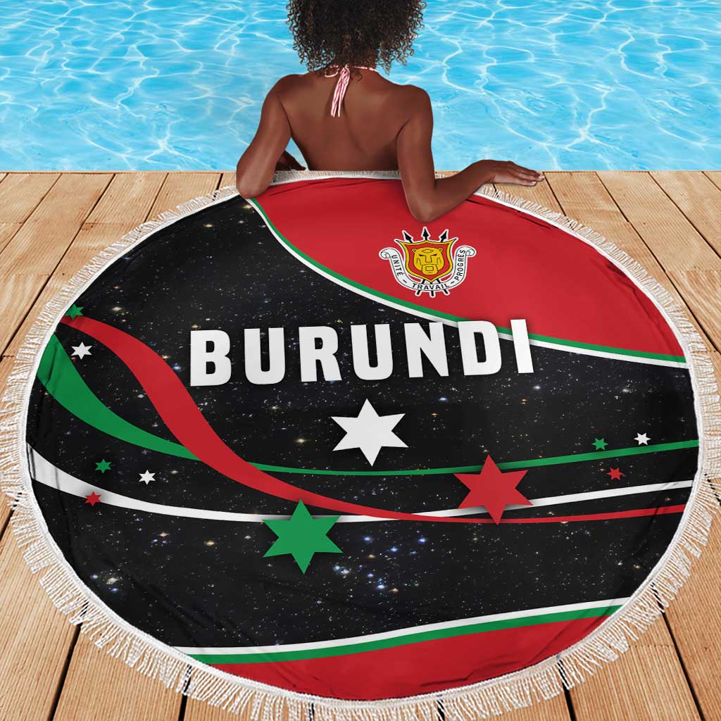 Burundi Beach Blanket with Athletics Runners Black Red Green Flag Spirit