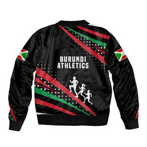 Burundi Bomber Jacket with Athletics Runners Black Red Green Flag Spirit