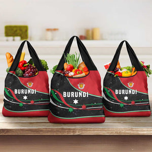 Burundi Grocery Bag with Athletics Runners Black Red Green Flag Spirit