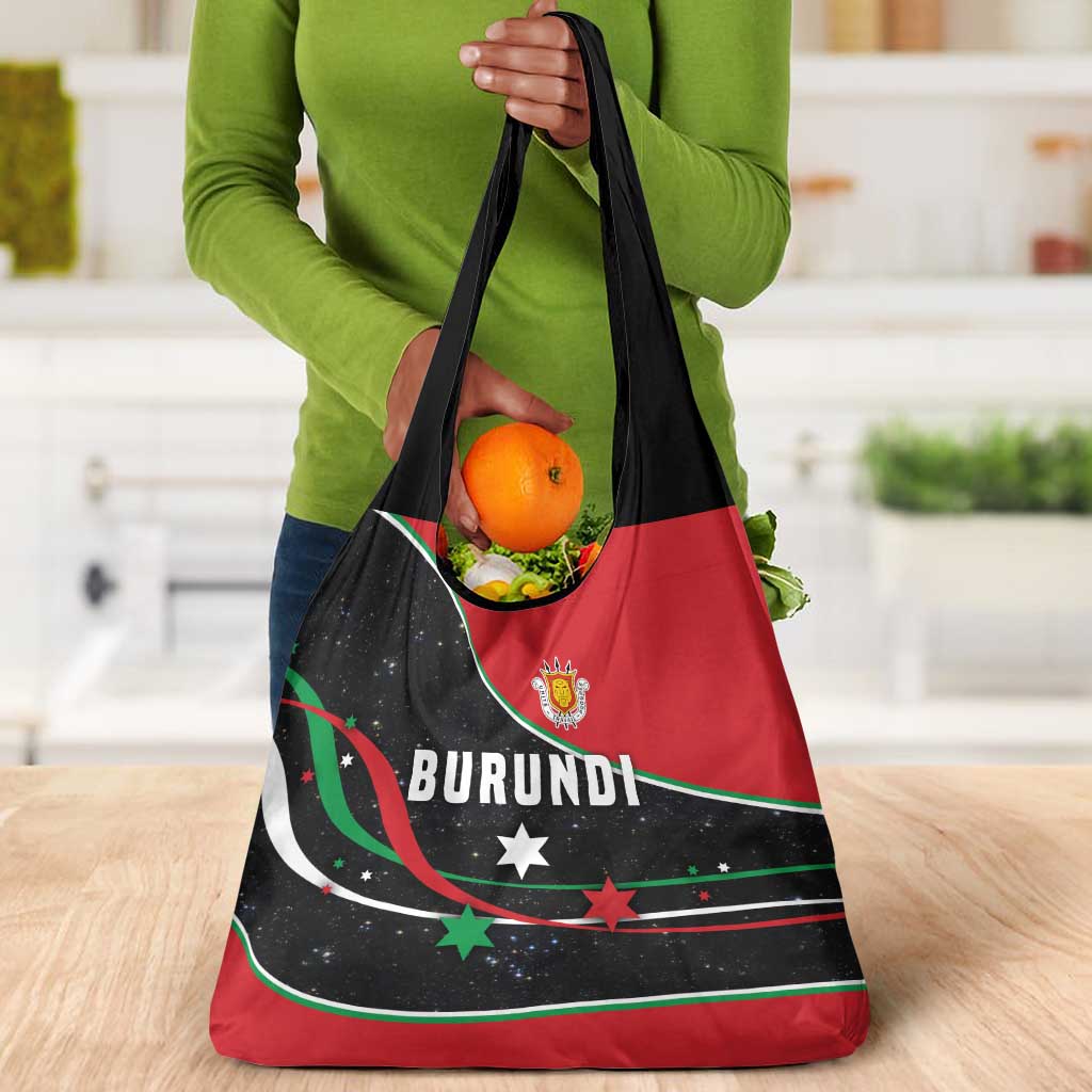 Burundi Grocery Bag with Athletics Runners Black Red Green Flag Spirit