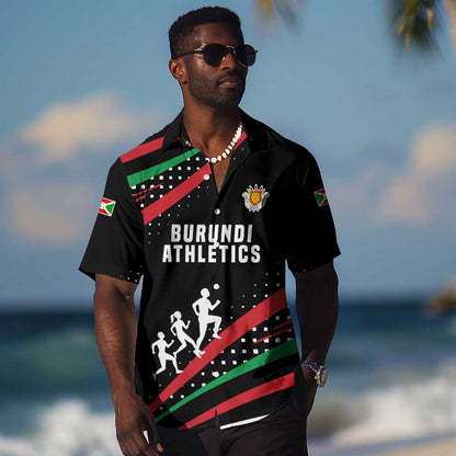 Burundi Hawaiian Shirt with Athletics Runners Black Red Green Flag Spirit