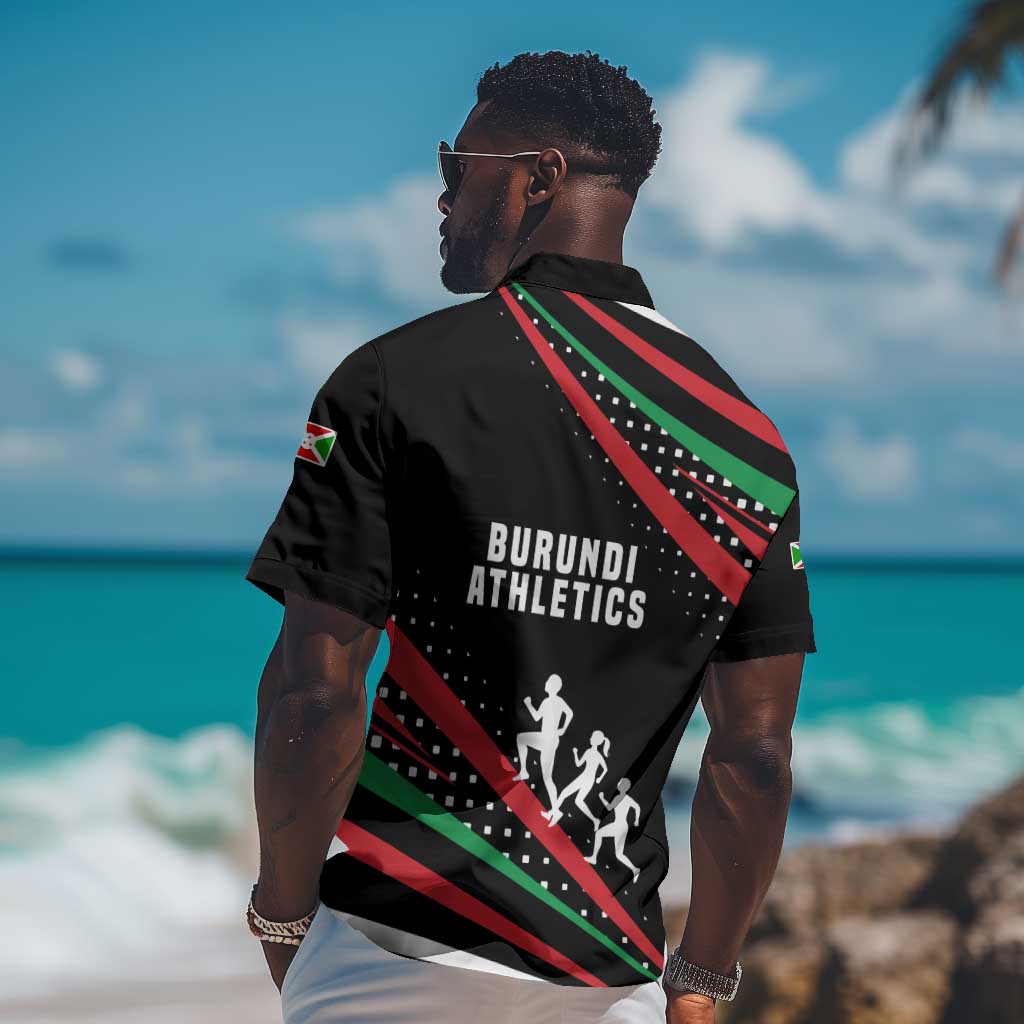 Burundi Hawaiian Shirt with Athletics Runners Black Red Green Flag Spirit