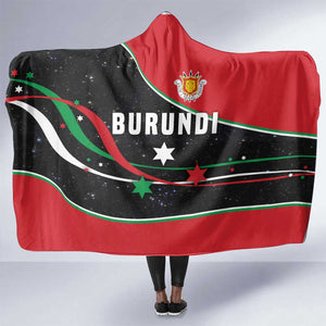 Burundi Hooded Blanket with Athletics Runners Black Red Green Flag Spirit