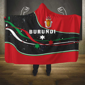 Burundi Hooded Blanket with Athletics Runners Black Red Green Flag Spirit