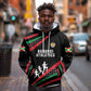 Burundi Hoodie with Athletics Runners Black Red Green Flag Spirit