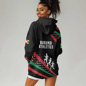 Burundi Hoodie Dress with Athletics Runners Black Red Green Flag Spirit