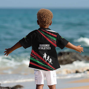 Burundi Kid Hawaiian Shirt with Athletics Runners Black Red Green Flag Spirit