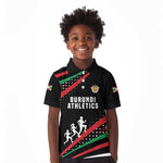 Burundi Kid Polo Shirt with Athletics Runners Black Red Green Flag Spirit