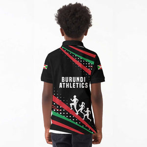 Burundi Kid Polo Shirt with Athletics Runners Black Red Green Flag Spirit