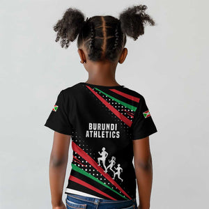 Burundi Kid T shirt with Athletics Runners Black Red Green Flag Spirit