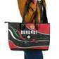 Burundi Leather Tote Bag with Athletics Runners Black Red Green Flag Spirit