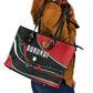 Burundi Leather Tote Bag with Athletics Runners Black Red Green Flag Spirit