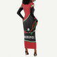 Burundi Long Sleeve Bodycon Dress with Athletics Runners Black Red Green Flag Spirit