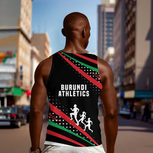 Burundi Men Tank Top with Athletics Runners Black Red Green Flag Spirit