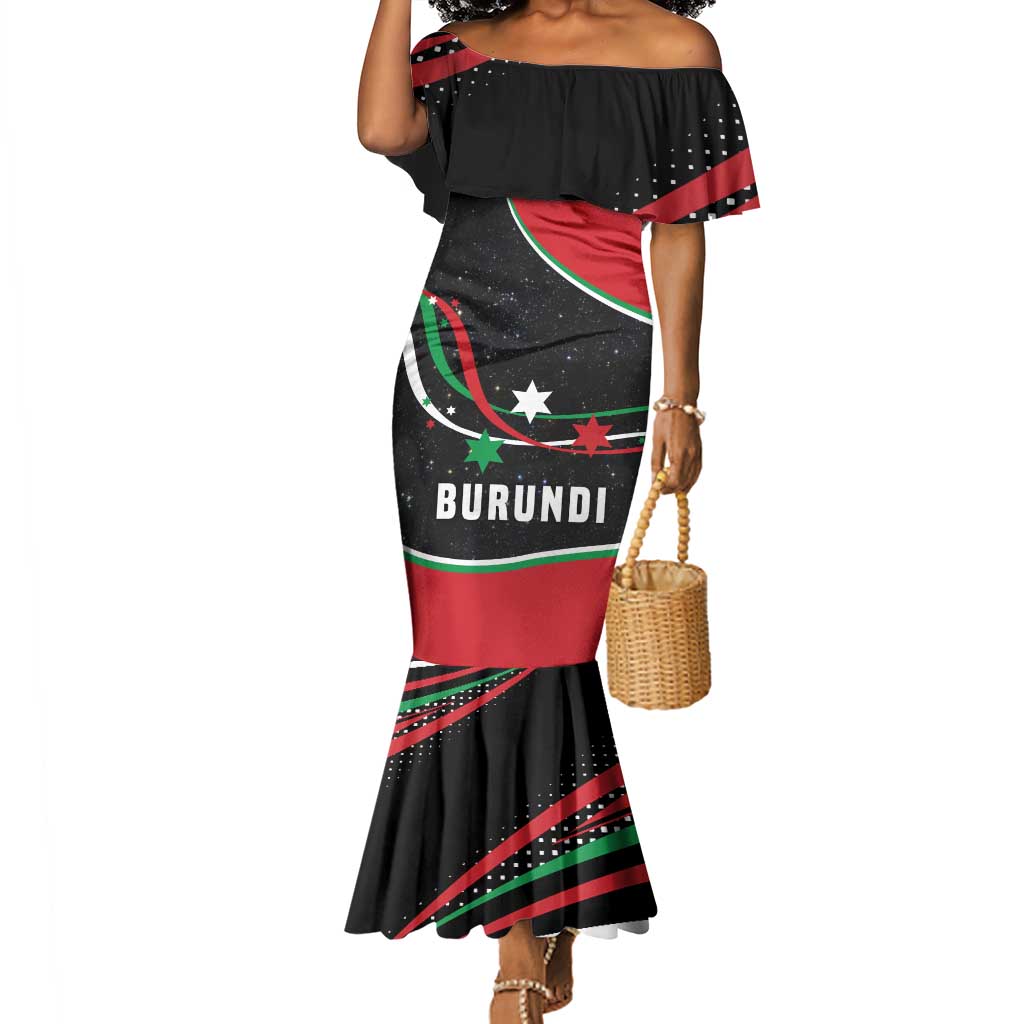 Burundi Mermaid Dress with Athletics Runners Black Red Green Flag Spirit