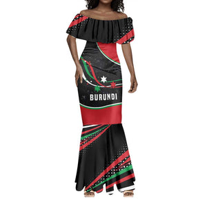 Burundi Mermaid Dress with Athletics Runners Black Red Green Flag Spirit